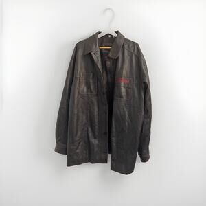 Durango Men’s Leather Coat 4x Black With Red Trim Button Front